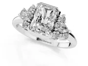 Radiant Cut Pear Side Stone Cluster Engagement Ring Setting | Bezel Frame | Platinum