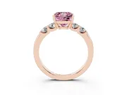 Fancy Pink Princess Cut Diamond Five-Stone Prong Set Engagement Ring Set in Rose gold with Channel Band