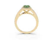 Oval Split Shank Halo Engagement Ring Setting for a Fancy Green Lab-Grown Diamond | Yellow Gold