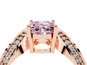 Oval Bypass Engagement Ring Setting for a Fancy Pink Lab-Grown Diamond | Pavé Ribbon | Rose Gold