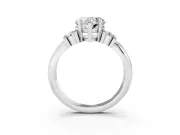 Heart-Shaped Bar-Set Accent Engagement Ring Setting | Grooved Band | Platinum