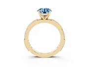 Round Vintage Pavé Engagement Ring Setting for a Fancy Blue Lab-Grown Diamond | Yellow Gold