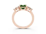 Asscher Cut Cluster Side Stone Engagement Ring Setting for a Fancy Green Lab-Grown Diamond | Plain Band | Rose Gold