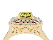 Emerald Cut Halo Split Shank Engagement Ring Setting for a Fancy Yellow Lab-Grown Diamond | Yellow Gold