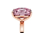 Fancy Pink Asscher Cut and Emerald Cut Toi Moi Ring Set in Rose gold with Prong Setting