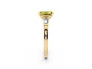 Emerald Cut Three-Stone Engagement Ring Setting for a Fancy Yellow Lab-Grown Diamond | Tapered Baguettes | Yellow Gold