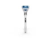 Fancy Blue Three-Stone Asscher Cut Diamond Ring Set in Silver with Prong Setting and Plain Band