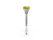Asscher Cut Three Stone Engagement Ring Setting for a Fancy Yellow Lab-Grown Diamond | Pave Shoulders | Platinum