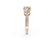Cushion Cut Three Stone Engagement Ring Setting for a Fancy Yellow Lab-Grown Diamond | Tapered Pave Band | Rose Gold