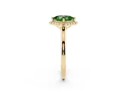 Princess Cut Halo Engagement Ring Setting for a Fancy Green Lab-Grown Diamond | Plain Polished Band | Yellow Gold