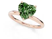 Heart-Shaped Hidden Halo Ring Setting for a Fancy Green Lab-Grown Diamond | Rose Gold