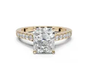 Radiant Cut Pavé Solitaire Engagement Ring Setting | Crossover Gallery | Yellow Gold