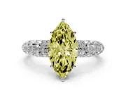 Marquise Close Set Pave Engagement Ring Setting for a Fancy Yellow Lab-Grown Diamond | Multi Row | Sterling Silver