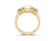 Radiant Cut Close Set Five Stone Engagement Ring Setting | Yellow Gold