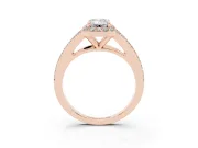 Emerald Cut Halo Engagement Ring Setting | V-Split Pavé Band | Rose Gold