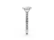 Oval Cut Diamond Pavé Solitaire Engagement Ring Set in Silver with Prong Setting