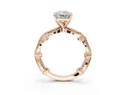 Radiant Cut Vintage Milgrain Engagement Ring Setting | Graduated Stations | Rose Gold