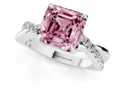 Asscher Cut Twist Engagement Ring Setting for a Fancy Pink Lab-Grown Diamond | Platinum