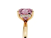 Princess Cut Hidden Halo Ring Setting for a Fancy Pink Lab-Grown Diamond | Yellow Gold