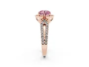 Round Petal Frame Floral Halo Engagement Ring Setting for a Fancy Pink Lab-Grown Diamond | Pavé Split Shank | Rose Gold