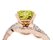 Princess Cut Bypass Engagement Ring Setting for a Fancy Yellow Lab-Grown Diamond | Rose Gold