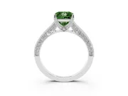 Princess Cut Hidden Halo Engagement Ring Setting for a Fancy Green Lab-Grown Diamond | Milgrain Pave | Platinum