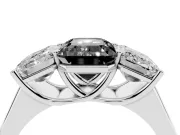Emerald Cut Three Stone Engagement Ring Setting for a Black Center | Basket Prong Heads | Sterling Silver