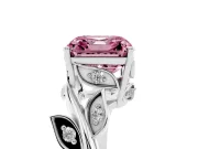 Asscher Cut Twisted Bypass Engagement Ring Setting for a Fancy Pink Lab-Grown Diamond | White Gold