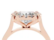 Round Claw Corner Halo Engagement Ring Setting | Slim Plain Band | Rose Gold