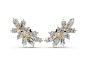 Pear-Shaped and Marquise Lab-Grown Diamond Cluster Stud Earrings | Wing Spray | Yellow Gold