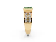 Emerald Cut Half Bezel Engagement Ring Setting for a Fancy Green Lab-Grown Diamond | Channel Band | Yellow Gold
