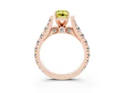 Emerald Cut Graduated Cathedral Engagement Ring Setting for a Fancy Yellow Lab-Grown Diamond | Side Stones | Rose Gold