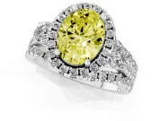 Oval Halo Split Shank Engagement Ring Setting for a Fancy Yellow Lab-Grown Diamond | Round Side Stones | Sterling Silver