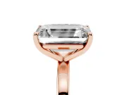 Fancy Blue Radiant Cut and Emerald Cut Toi Moi Ring Set in Rose gold with Prong Setting