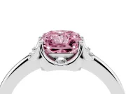 Radiant Cut Petal Halo Engagement Ring Setting for a Fancy Pink Lab-Grown Diamond | Sterling Silver