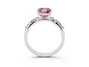 Fancy Pink Princess Cut Diamond Cluster Solitaire Ring Set in Silver with Prong Setting