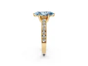 Marquise Hidden Halo Engagement Ring Setting for a Fancy Blue Lab-Grown Diamond | Milgrain Pave | Yellow Gold