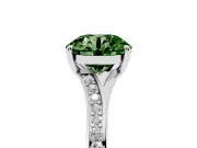 Round Pave Solitaire Engagement Ring Setting for a Fancy Green Lab-Grown Diamond | Sweeping Shoulders | White Gold