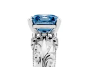 Asscher Cut Filigree Solitaire Engagement Ring Setting for a Fancy Blue Lab-Grown Diamond | Platinum
