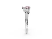 Heart-Shaped Three Stone Engagement Ring Setting for a Fancy Pink Lab-Grown Diamond | Tapered Band | White Gold
