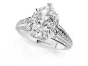 Pear Cut Diamond Pavé Split Shank Solitaire Ring Set in White gold with Prong Setting