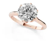 Round Cut Diamond Solitaire Cathedral Ring Set in Rose gold with Prong Setting