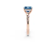 Asscher Cut Graduated Accent Engagement Ring Setting for a Fancy Blue Lab-Grown Diamond | Rose Gold