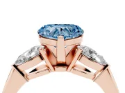 Heart-Shaped 3-Stone Engagement Ring Setting for a Fancy Blue Lab-Grown Diamond | Rose Gold