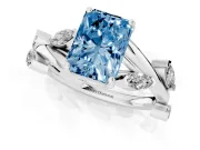 Radiant Cut Twisted Vine Engagement Ring Setting for a Fancy Blue Lab-Grown Diamond | White Gold