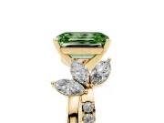Emerald Cut Floral Vine Engagement Ring Setting for a Fancy Green Lab-Grown Diamond | Yellow Gold