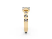 Emerald Cut Tension Style Engagement Ring Setting | Flush Set Accents | Yellow Gold