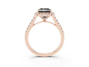 Princess Cut Halo Engagement Ring Setting for a Black Center | Pavé Shoulders | Rose Gold