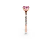 Cushion Cut Pave Engagement Ring Setting for a Fancy Pink Lab-Grown Diamond | Slim Band | Rose Gold