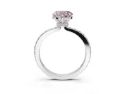 Heart-Shaped Hidden Halo Engagement Ring Setting for a Fancy Pink Lab-Grown Diamond | Pavé Band | Platinum